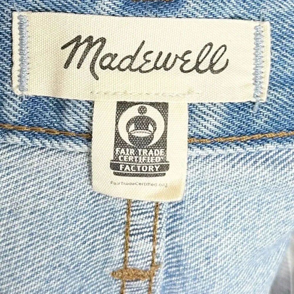Madewell Denim Shorts Selton Wash Distressed Raw Hem Size 24